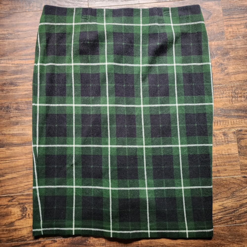 J. Jill Plaid Tartan Stretch Christmas Holiday Pencil Skirt